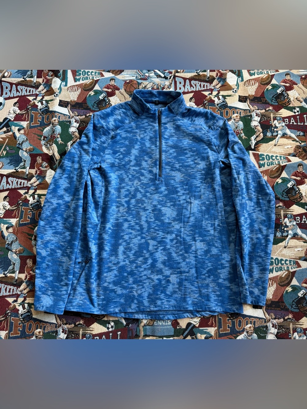 Lululemon Surge Warm Fleece Mens Blue Camo Quarter Zip Pullover